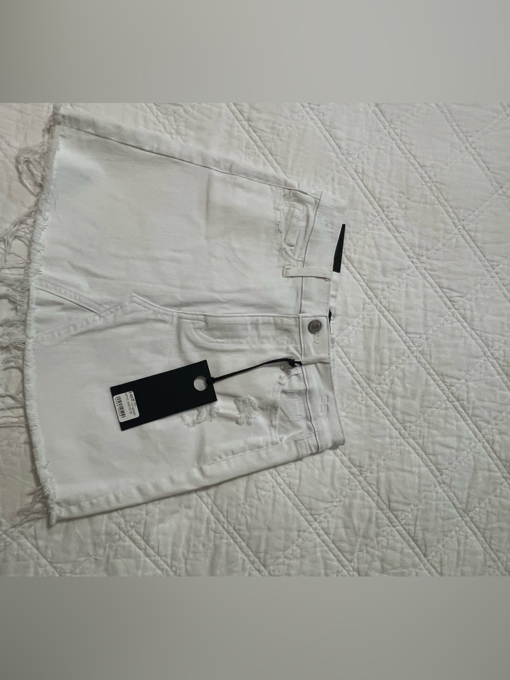 White Denim Mini Skirt - Clean Frayed Hem
